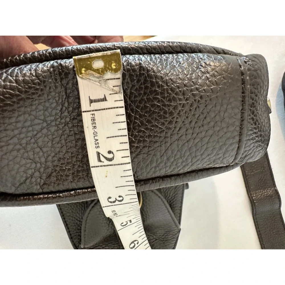 Black Leather Messenger Sling Bag with Gold Buckle